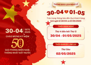 THÔNG BÁO NGHỈ LỄ 30/4 & 1/5